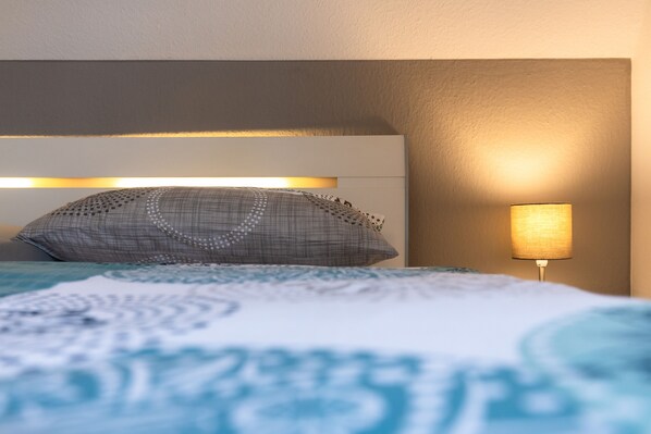 2 bedrooms, in-room safe, iron/ironing board, travel cot