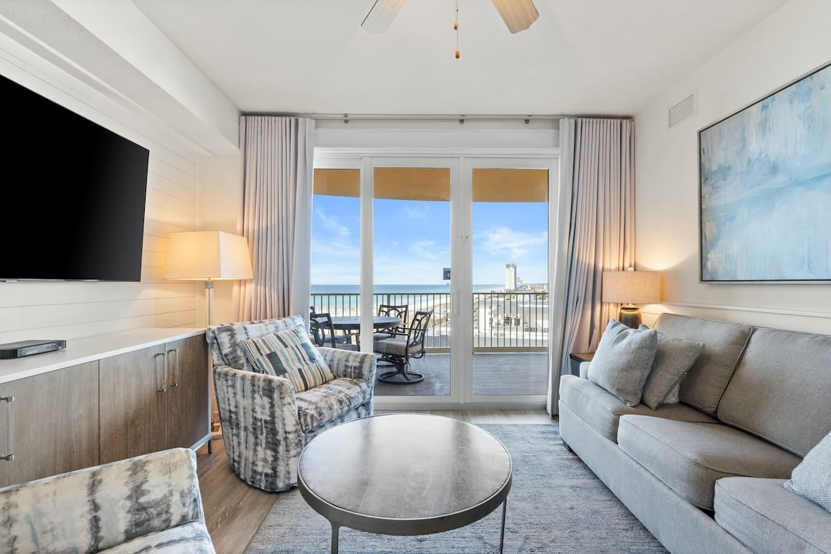 Condo, 1 Bedroom, Sea View (904) | Living area | 45-inch flat-screen TV with cable channels, TV