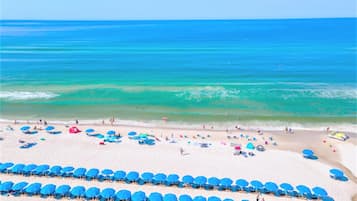 On the beach, white sand