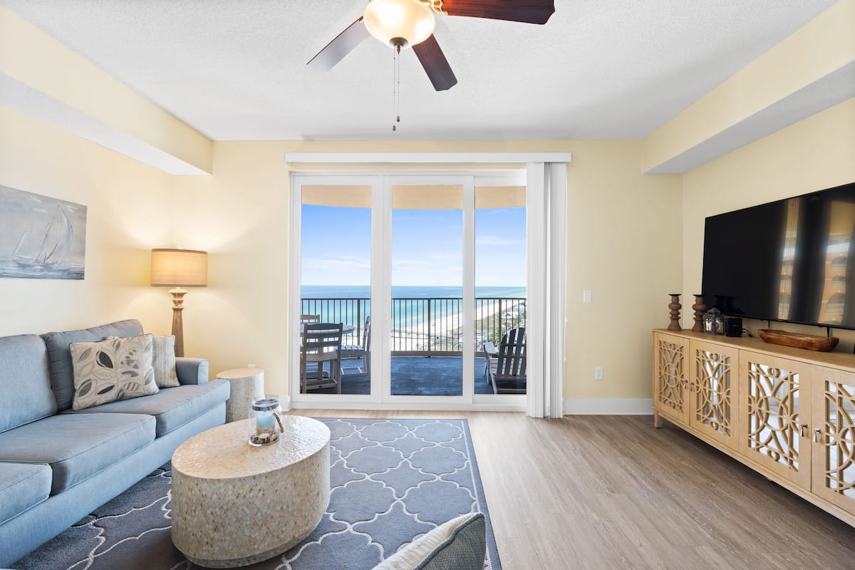 Condo, 1 Bedroom, Sea View (1703) | Living area | 45-inch flat-screen TV with cable channels, TV