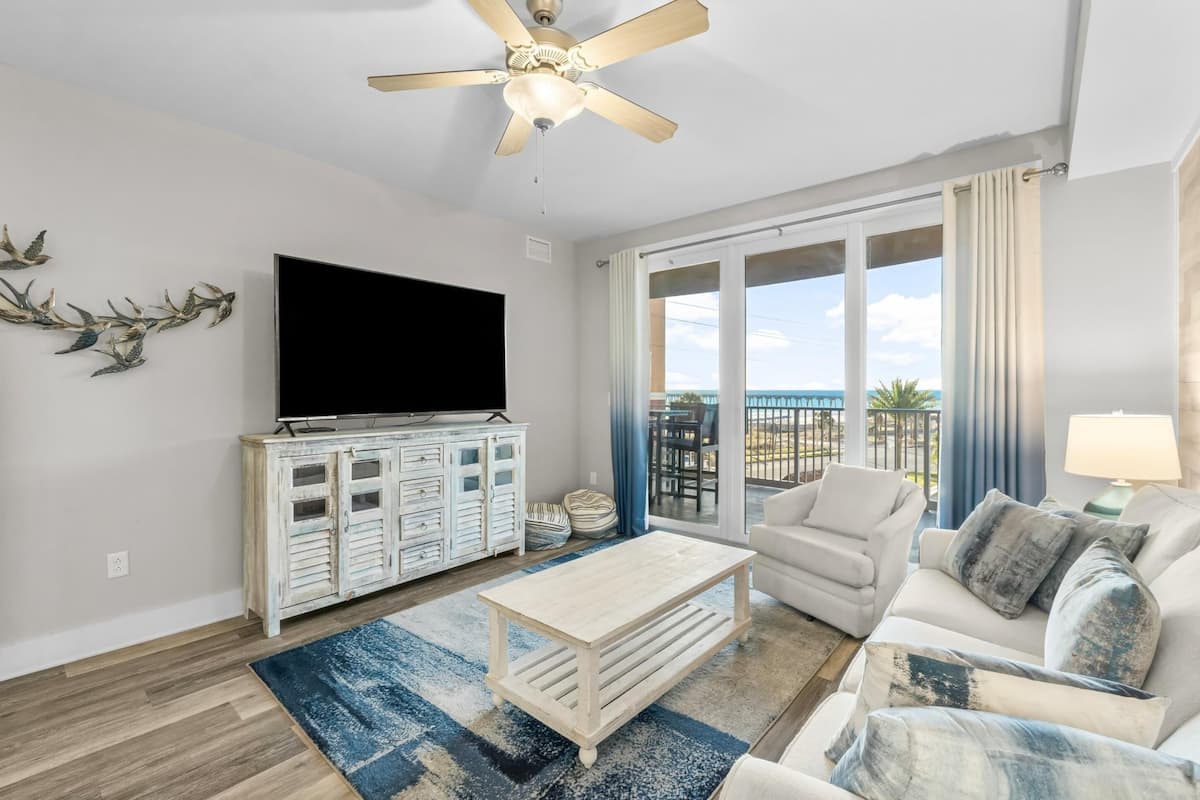 Condo, 3 Bedrooms, Ocean View (3-302) | Living area | 45-inch flat-screen TV with cable channels, TV