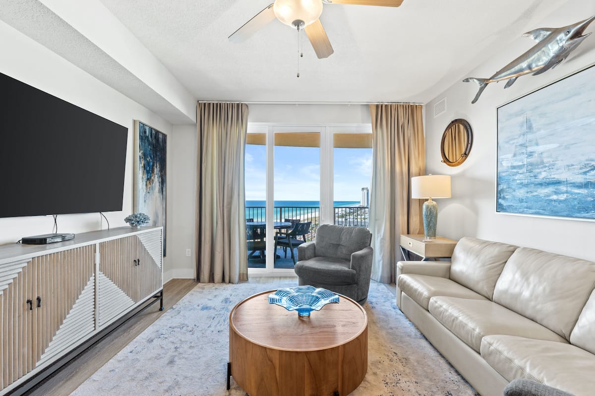 Condo, 3 Bedrooms, Sea View (1106) | Living area | 45-inch flat-screen TV with cable channels, TV