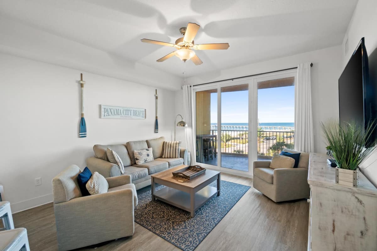 Condo, 1 Bedroom, Ocean View (3-404) | Living area | 45-inch flat-screen TV with cable channels, TV