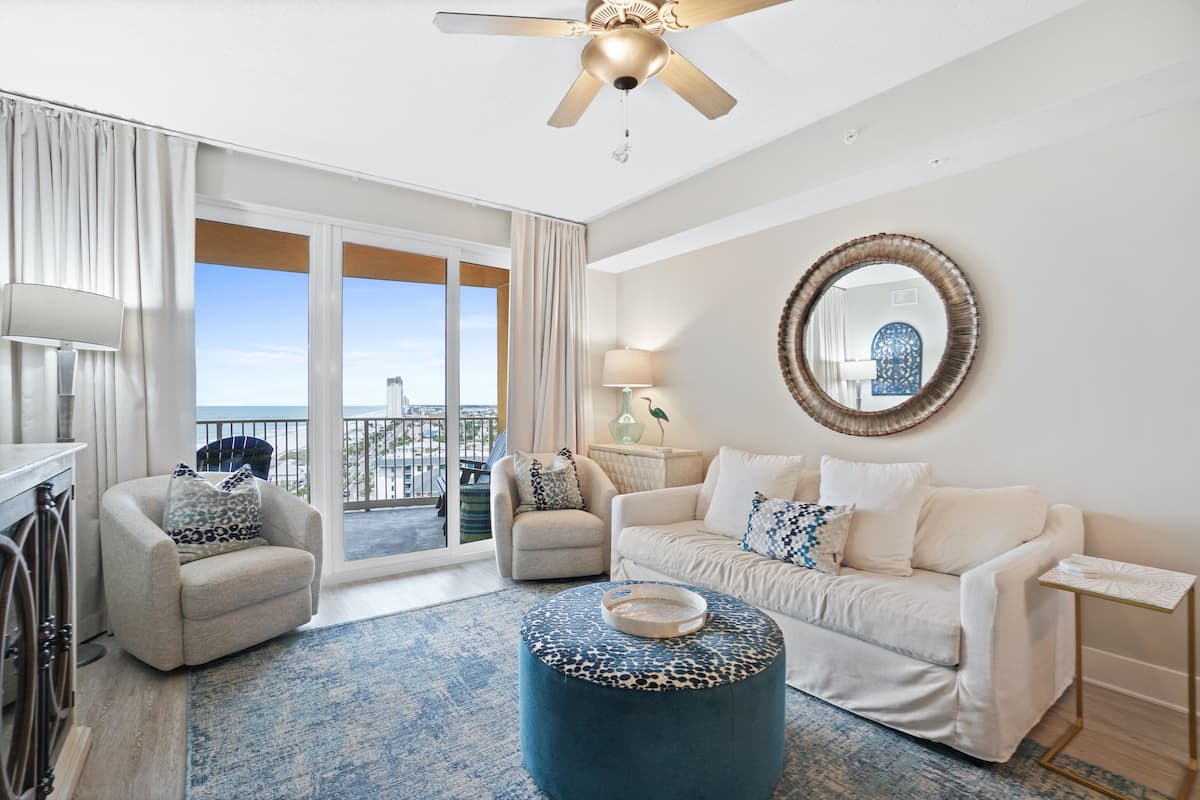 Condo, 3 Bedrooms, Partial Sea View (1202) | Living area | 45-inch flat-screen TV with cable channels, TV
