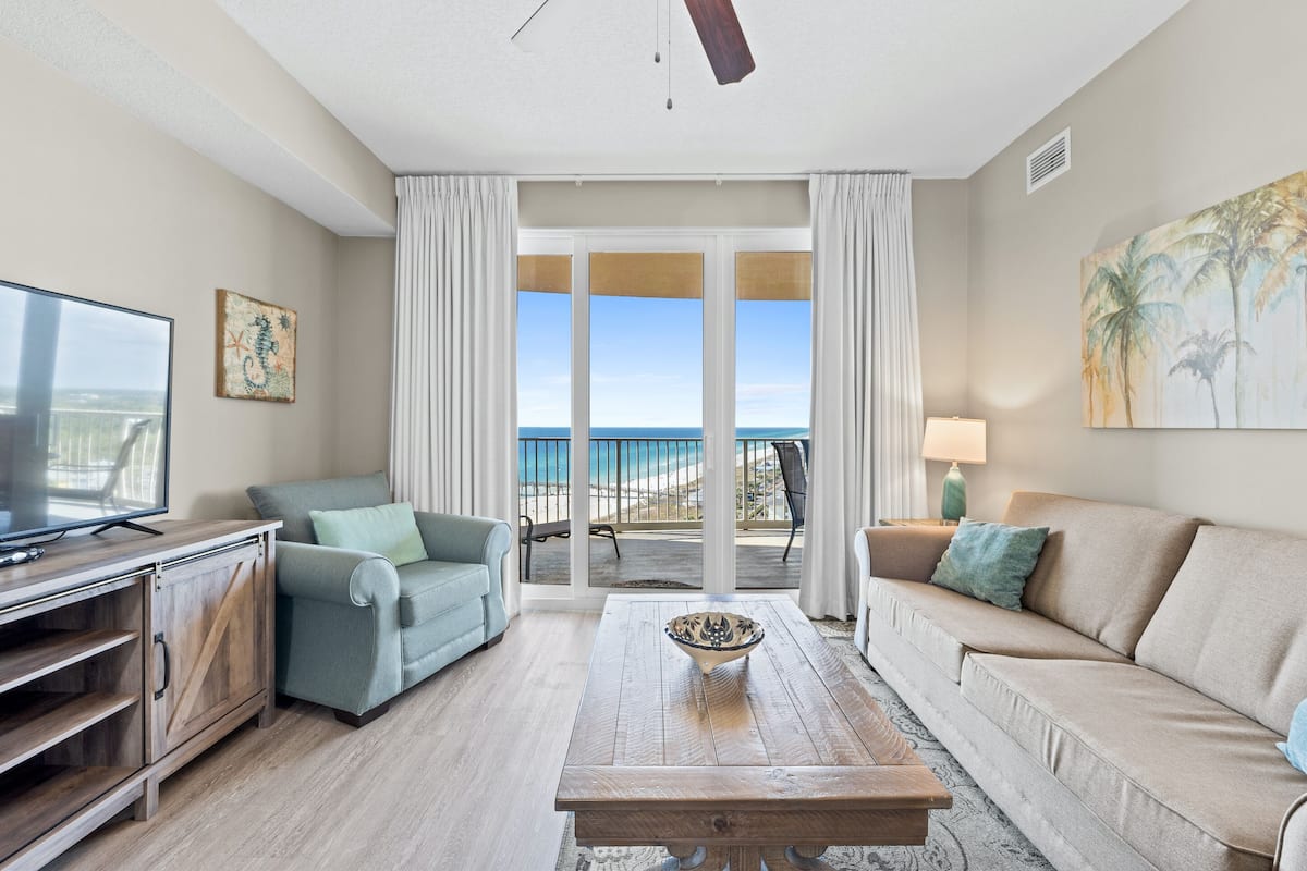 Condo, 1 Bedroom, Sea View (1504) | Living area | 45-inch flat-screen TV with cable channels, TV