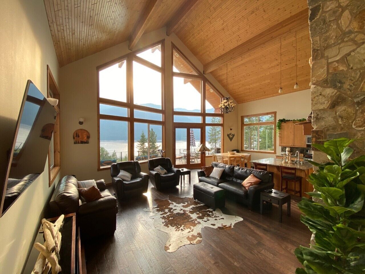 Smart TV, fireplace, video games, DVD player