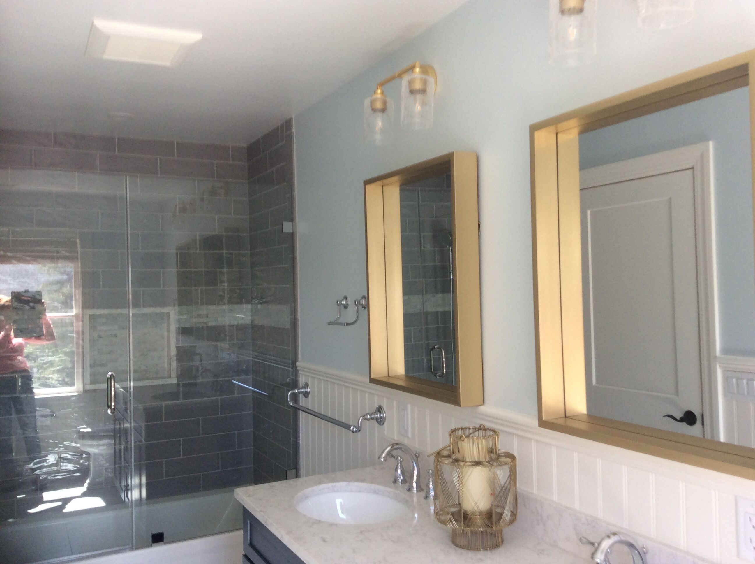 Double sink in second floor bath. 