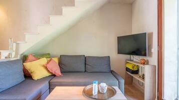 Televisión y chimenea