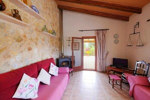 Télévision, cheminée, table de tennis de table