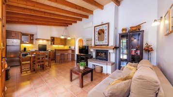 Fernseher, Kamin, DVD-Player