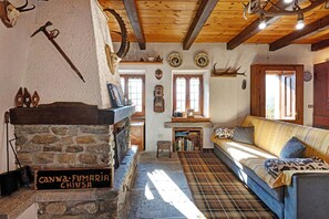 Televisión y chimenea 