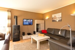 Televisión, chimenea