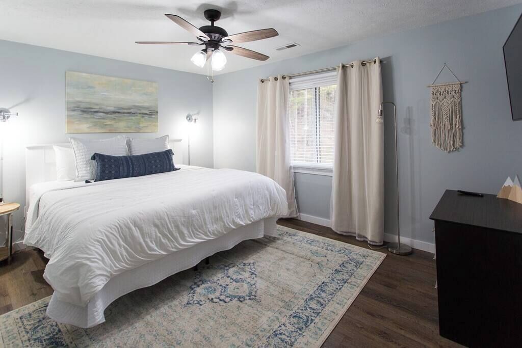 2 bedrooms, blackout drapes, iron/ironing board, WiFi
