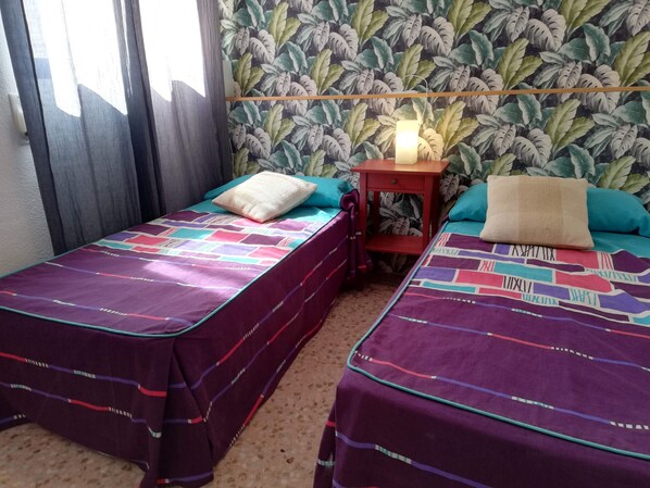 1 bedroom, iron/ironing board, travel cot, bed sheets