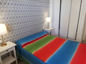 1 bedroom, iron/ironing board, travel cot, bed sheets