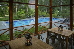 Dining - Steps from Pool w/ Private Hot Tub in Gorgeous Wooded Setting of New Buffalo (New Buffalo)