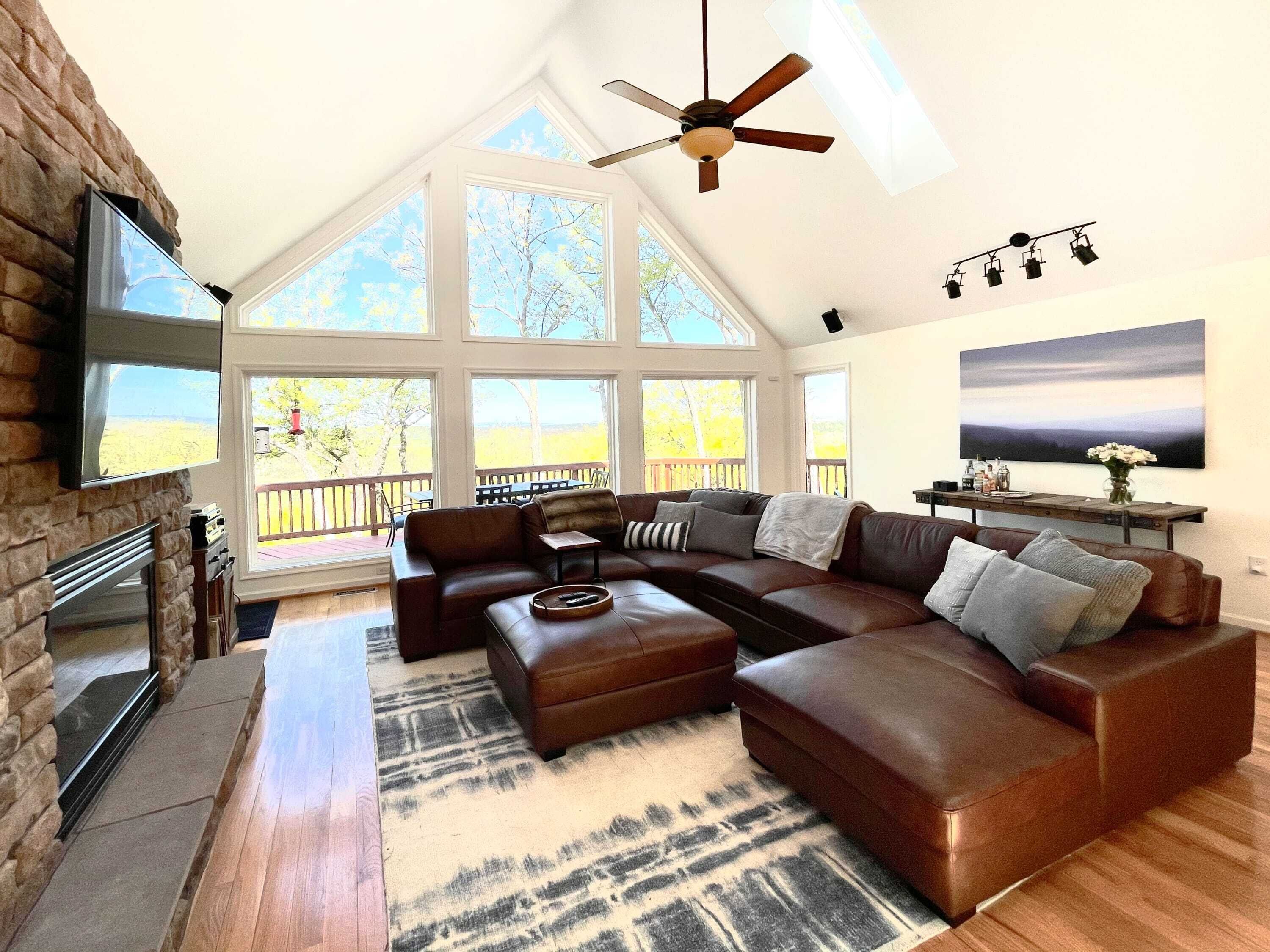 TV, fireplace, DVD player, stereo