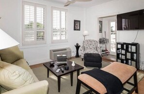 Bright living room with lounge seating