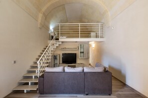 Flat-screen TV, books