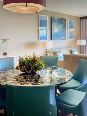 Dining - Dawn Beach Club Condo overlooking the beach and St. Barts in the distance (Sint Maarten)