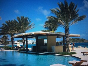 Outdoor pool - Dawn Beach Club Condo overlooking the beach and St. Barts in the distance (Sint Maarten)