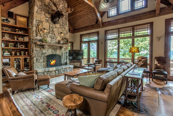 TV, fireplace