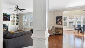 Télévision, cheminée, chaßne hi-fi