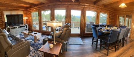 スマートテレビ、暖炉、書庫、ステレオ