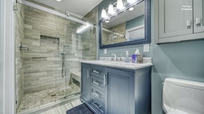Bathtub, hair dryer