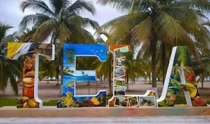 Beach nearby, white sand, beach shuttle, 10 beach bars