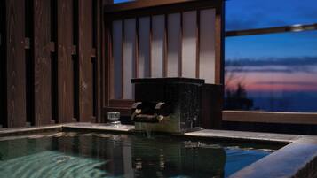 Japanese Western Style Twin Room, Ocean view with Open-air bath (Second floor) | Bathroom | Separate tub and shower, deep soaking tub, free toiletries, hair dryer