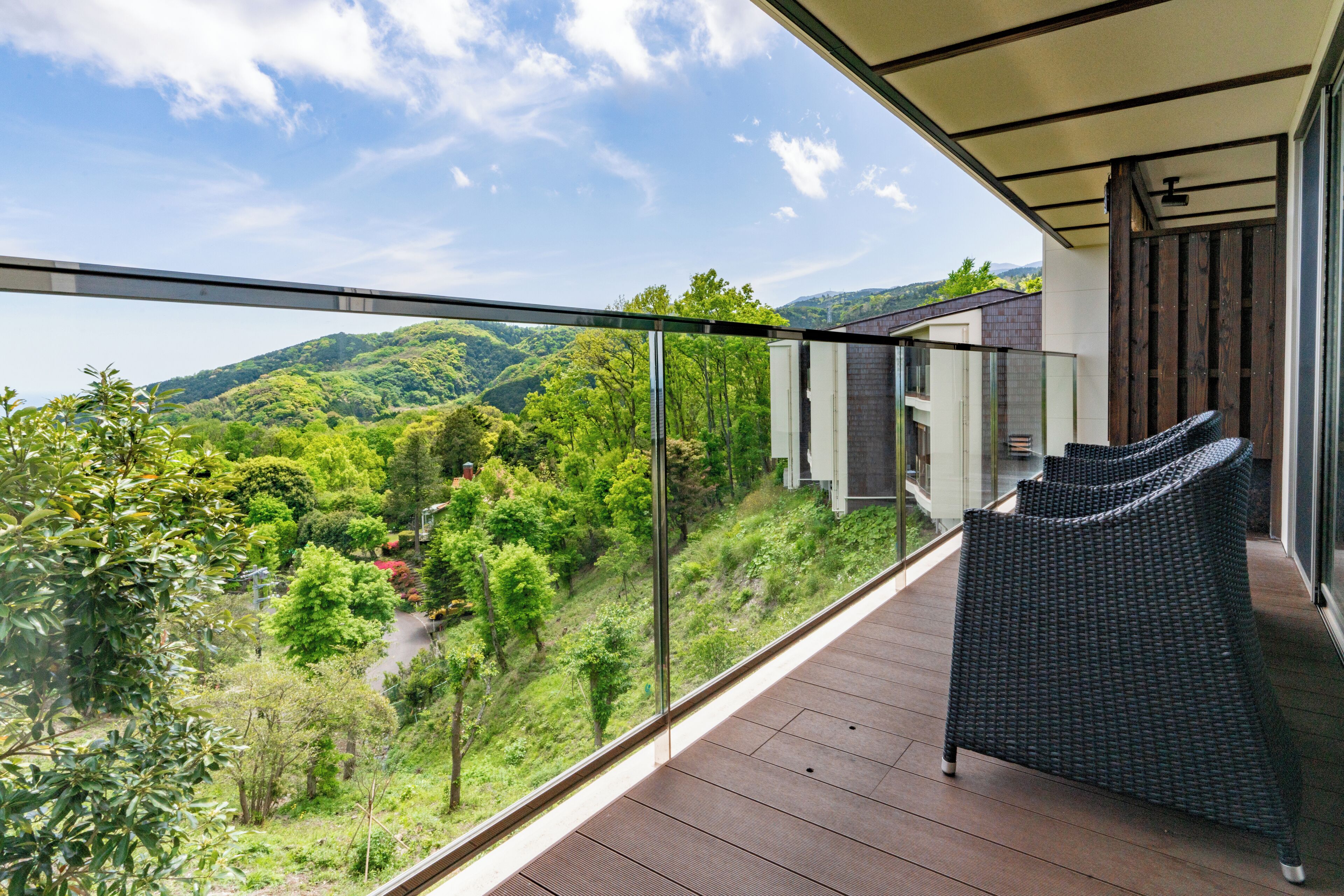 Japanese Western Style Twin Room, Ocean view with Open-air bath (Second floor) | Terrace/patio