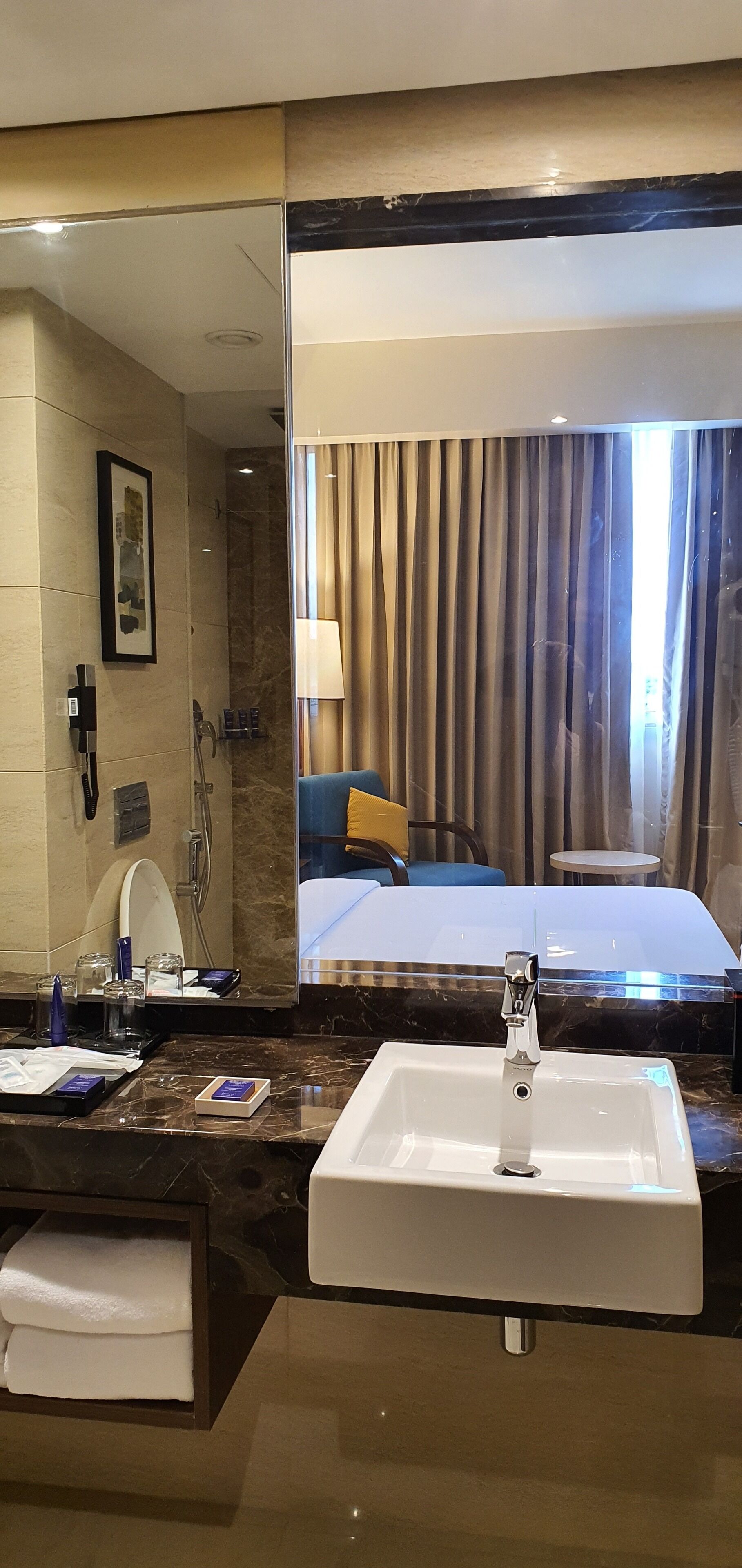 free toiletries, hair dryer, dressing gowns, slippers