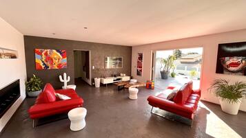 Smart TV, foosball, table tennis, books
