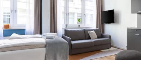 公寓, 1 張加大雙人床和 1 張沙發床 (Bremen Hutfilterstraße | Suite M with) | 1 間臥室、書桌、筆電工作空間、免費無線上網