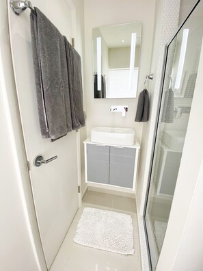 Towels, soap, toilet paper