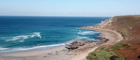 Beach nearby, sun loungers