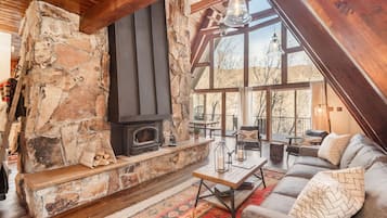 TV, fireplace, foosball