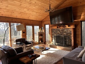 Älytelevisio, takka, videopelejä, DVD-soitin