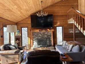 Smart TV, chimenea, videojuegos y reproductor de DVD 