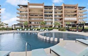 Outdoor pool, a heated pool - Oceanfront Condo at the Copala (Cabo San Lucas)