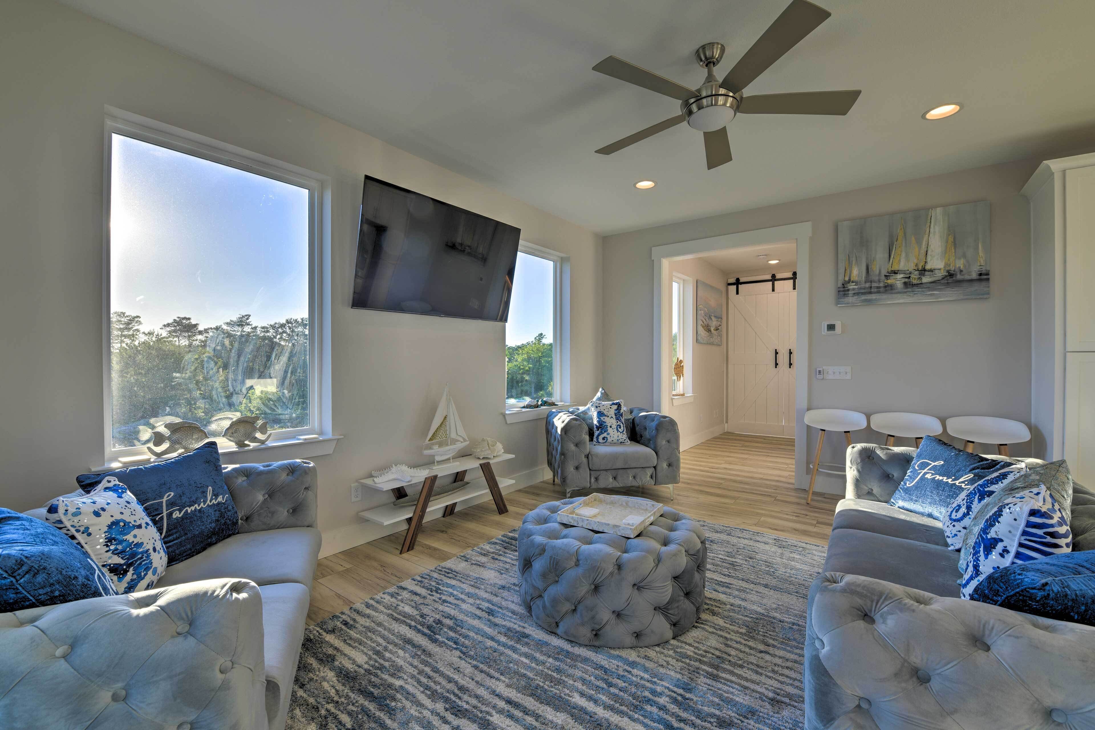 Coastal Getaway w/ Rooftop Terrace & Sunset View!