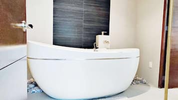Shower, jetted tub, hair dryer