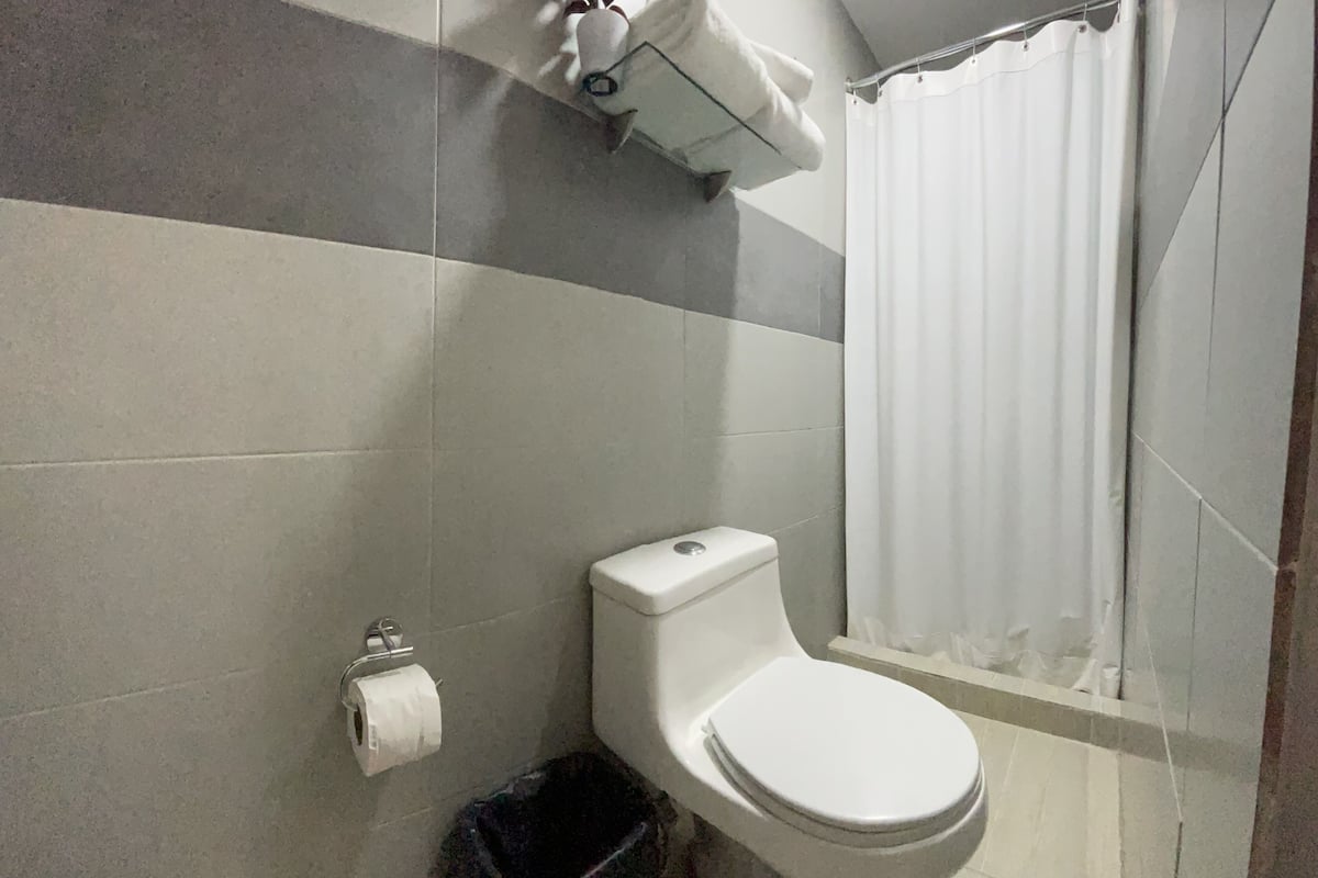 shower, free toiletries, towels