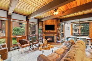 TV, fireplace