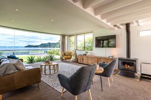 TV, fireplace, offices