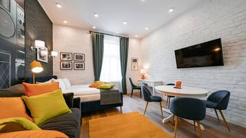 Superior Modern Studio | 1 개의 침실, 저자극성 침구, 객실 내 금고, 책상