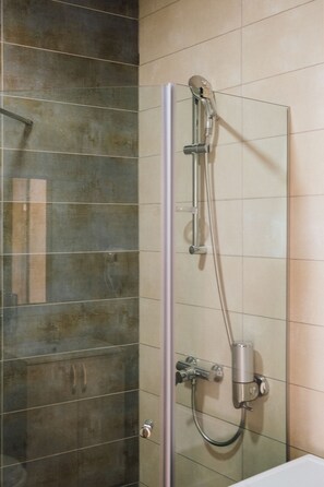 Shower, slippers, towels