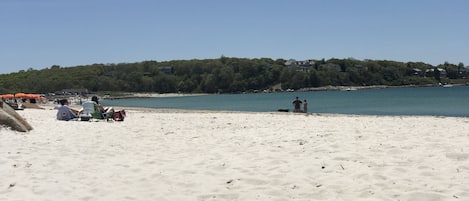 Beach nearby, sun loungers