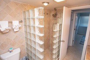 Shower, hair dryer, towels, toilet paper - 1BR/1BA New Oceanside Condo (Charlotte Amalie)